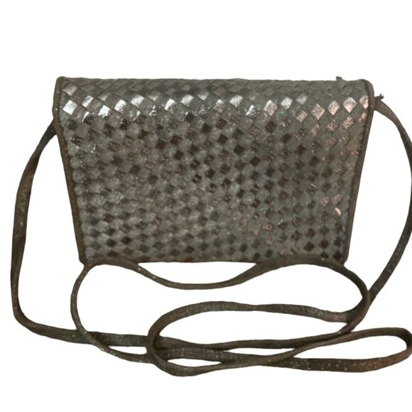 Jay Herbert New York metallic woven silver bag crossbody strap - Picture 2 of 4